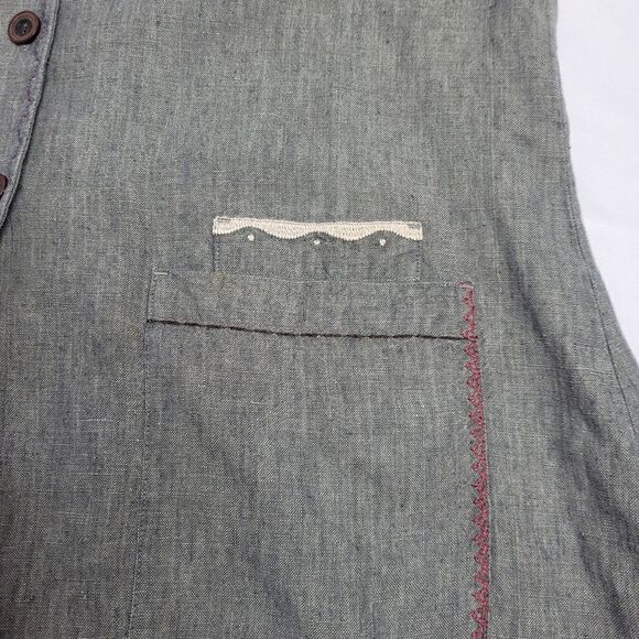 J. JILL shacket gray oversized linen patchwork shirt‎ jacket XS - Picture 6 of 9